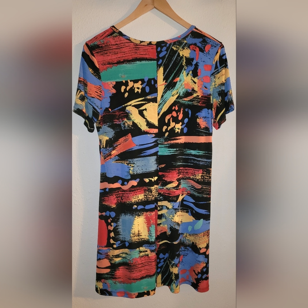 Jess & Jane Aspen Dress Large Wearable Art Stretch Swing Artsy Abstract Colorful - Picture 3 of 6